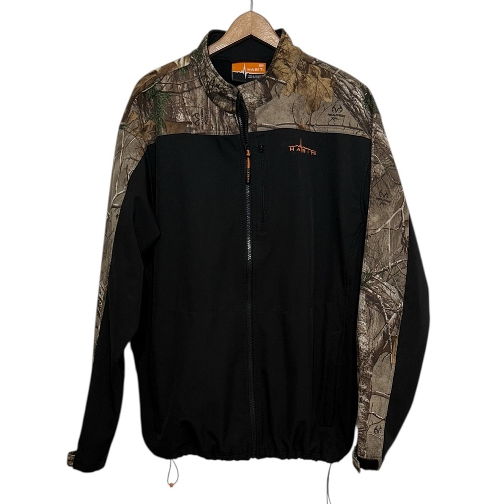 Habit Full Zip Jacket Mens XL Black Camo Lightweight Outdoor